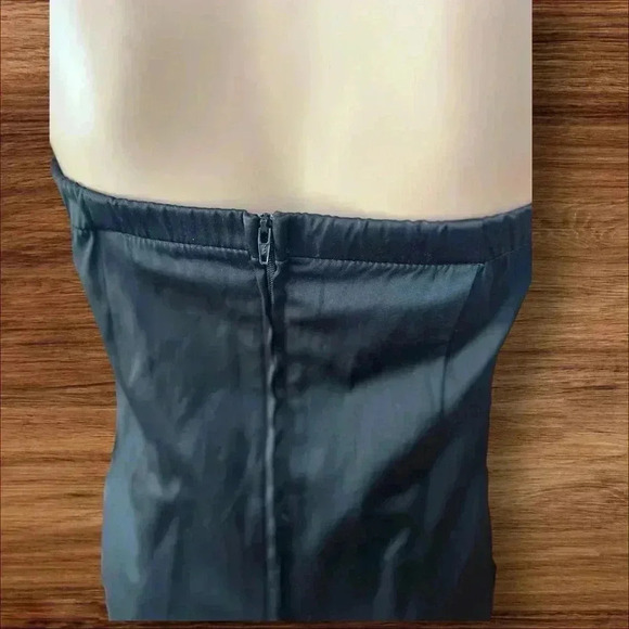 Vintage Fashion Gold 80’s Strapless Satin sexy wiggle cocktail dress-M - Picture 5 of 8